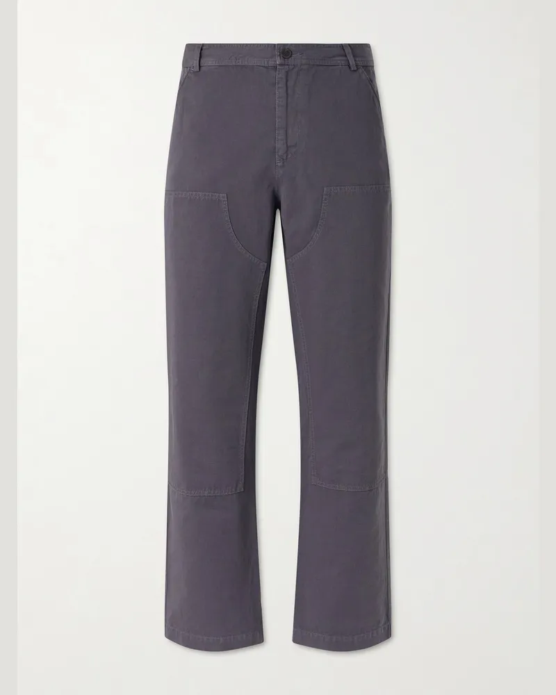 MR P. Straight-Leg Cotton and Linen-Blend Trousers Gray
