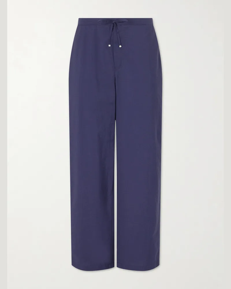 Loewe Paula Ibiza Straight-Leg Cotton-Blend Drawstring Trousers Blue