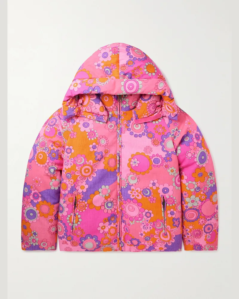 ERL Daunenjacke aus einer Baumwoll-Tencel™-Lyocell-Mischung mit Blumenprint und Kapuze Pink