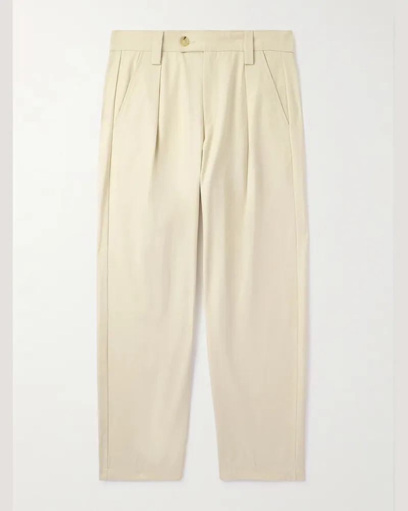 A.P.C. Renato schmal geschnittene Hose aus Baumwolle mit Fischgratmuster und Falten Neutral