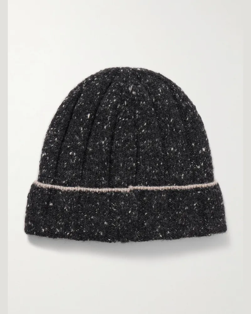 Brunello Cucinelli Beanie aus Kaschmir in Rippstrick Grau