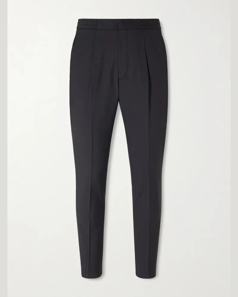 Officine Generale Drew Tapered Pleated Wool-Twill Trousers Black