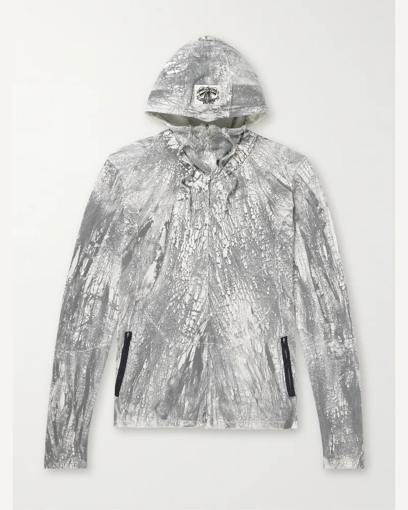 Acne Studios Kapuzenjacke aus Baumwoll-Jersey mit Reißverschluss, Print und Logoapplikation Grau