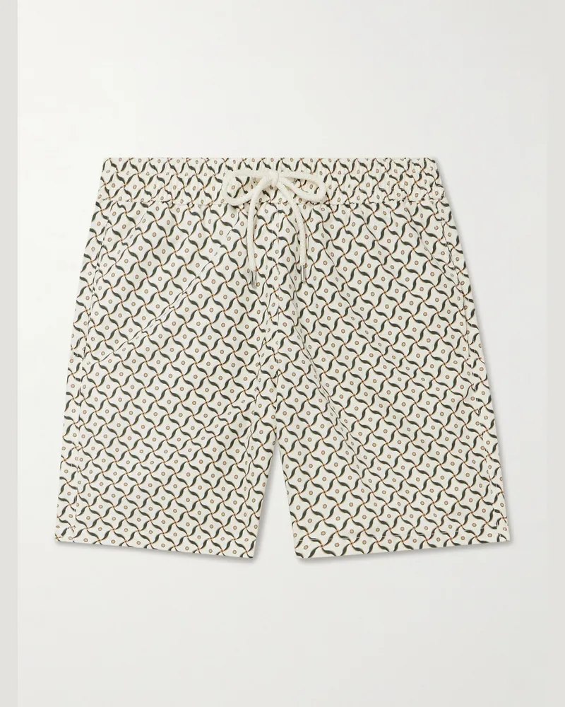 Frescobol Carioca Santos gerade geschnittene mittellange Badeshorts aus recyceltem Material mit Print Grau