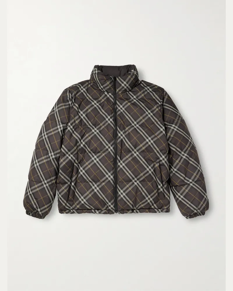 Burberry Wendbare Daunenjacke aus gestepptem Shell mit Karomuster Braun