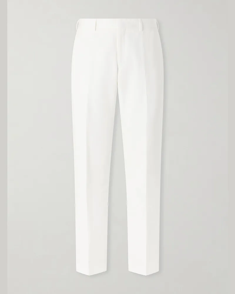Paul Smith Straight-Leg Cotton and Linen-Blend Twill Trousers White