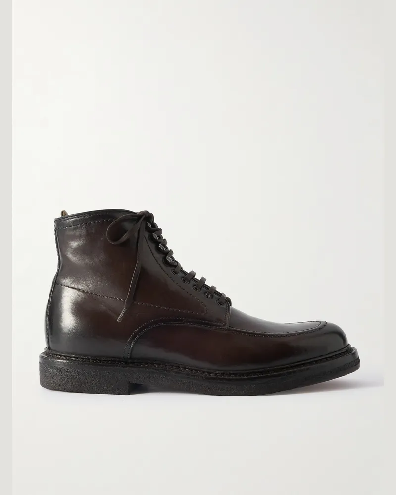 Officine Creative Italia Aston 004 Schnürstiefel aus Leder mit Airbrush-Effekt Braun