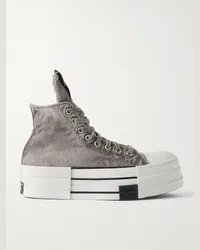 DRKSHDW by Rick Owens Converse DBL DRKSTAR High-Top-Sneakers aus Canvas in Over-Dye-Färbung mit Distressed-Details Grau