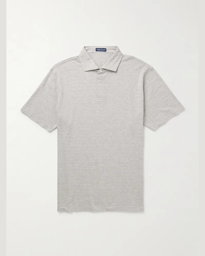 Peter Millar Harris Polohemd aus einer Stretch-Baumwoll-Modalmischung mit Fischgratmuster Grau
