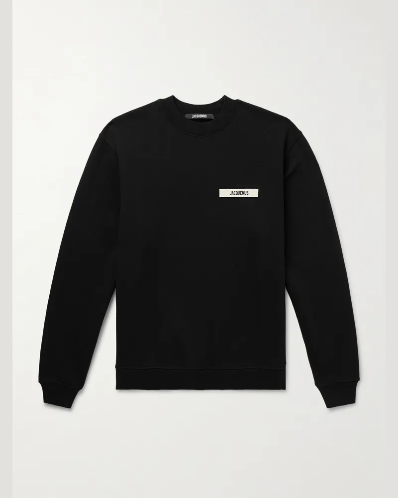 Jacquemus Logo-Appliquéd Cotton-Jersey Sweatshirt Black