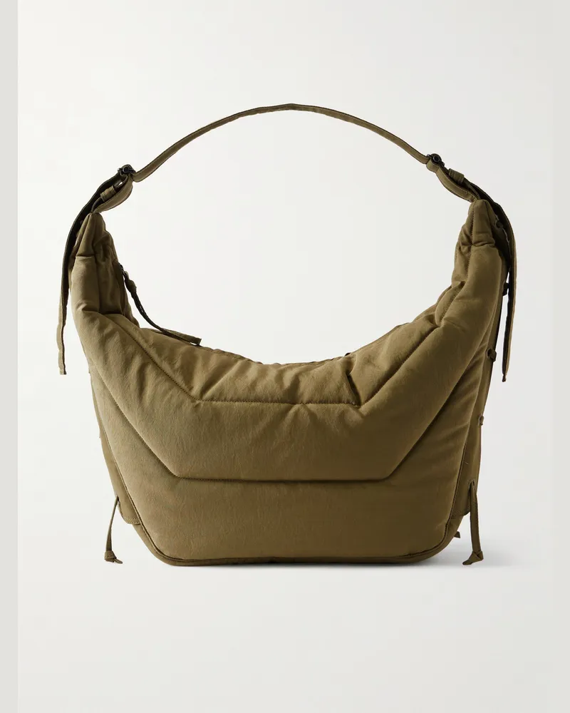 Christophe Lemaire Soft Game große Umhängetasche aus gestepptem Nylon-Canvas Grün