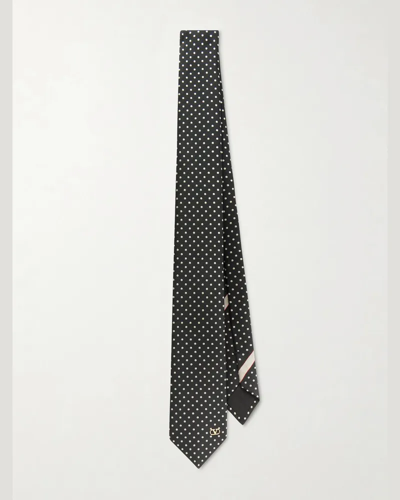 Valentino Garavani 6cm Polka-Dot Silk-Blend Jacquard Tie Black