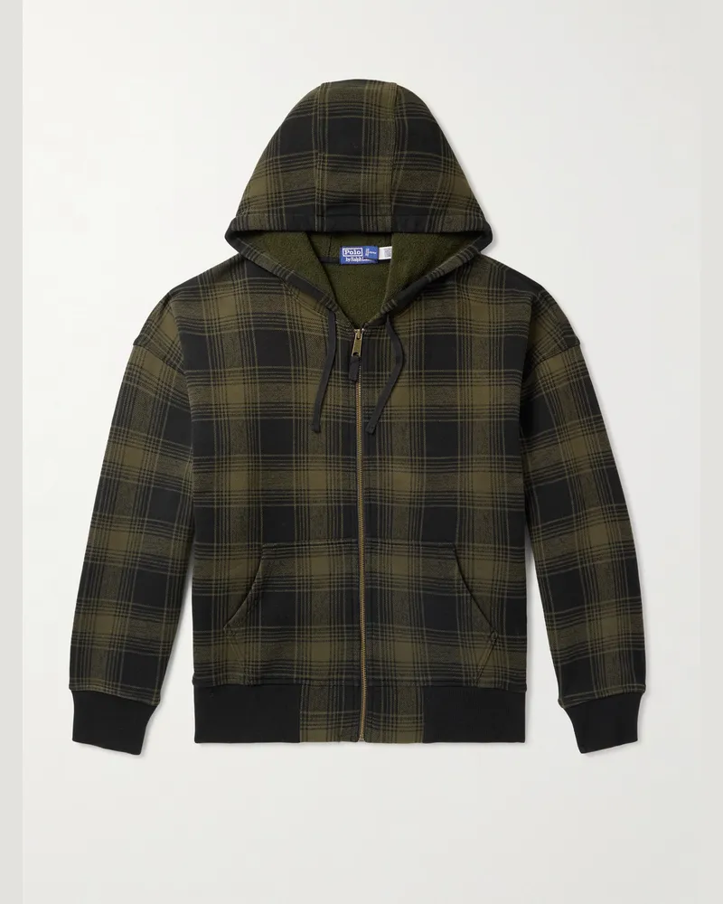 Ralph Lauren Kapuzenjacke aus Jersey aus einer Baumwollmischung mit Karomuster und Reißverschluss Grün