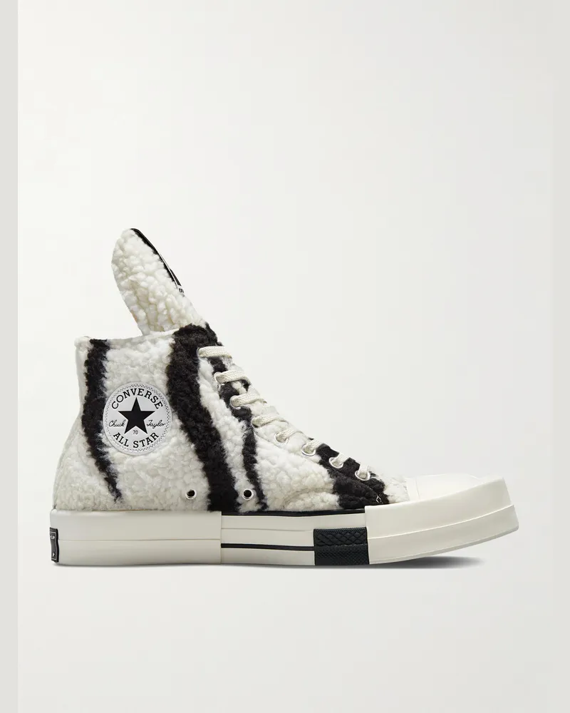 Rick Owens Converse TURBODRK Chuck 70 Zebra-Print Faux Shearling High-Top Sneakers Black