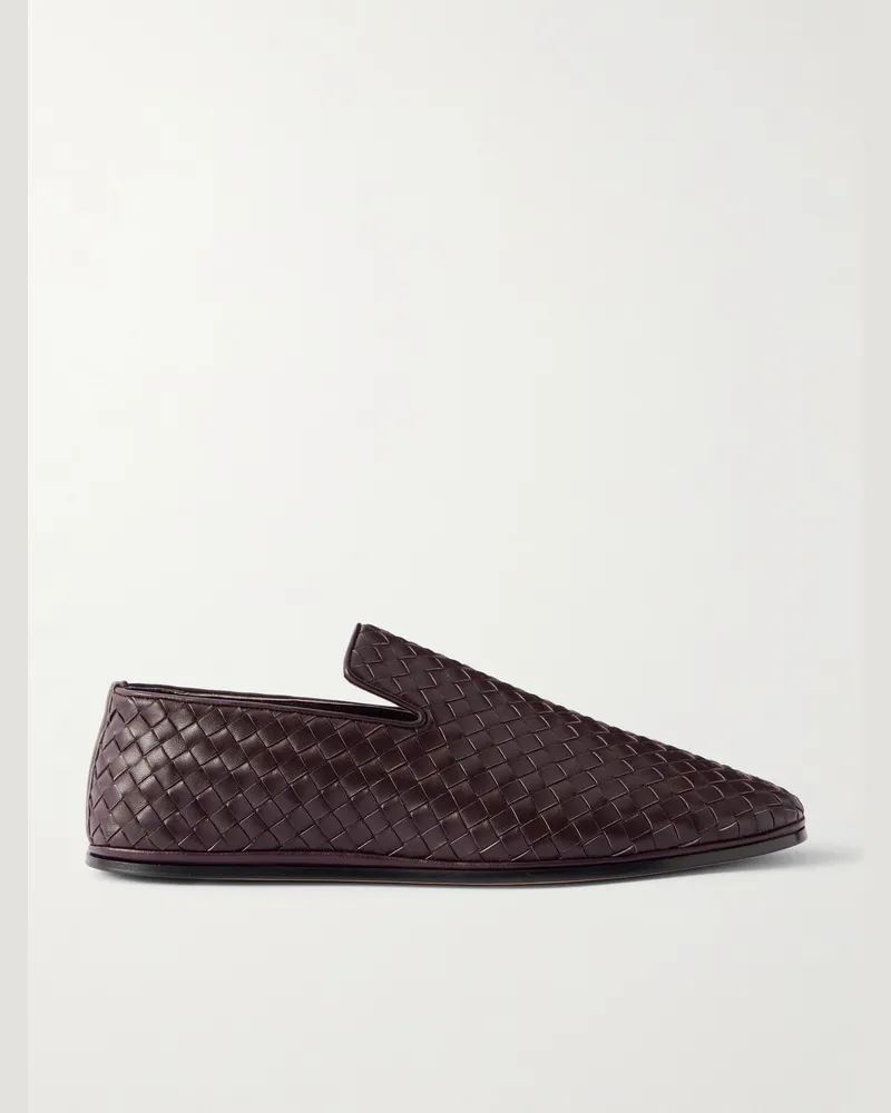 Bottega Veneta Slippers aus vollnarbigem Intrecciato-Leder Braun