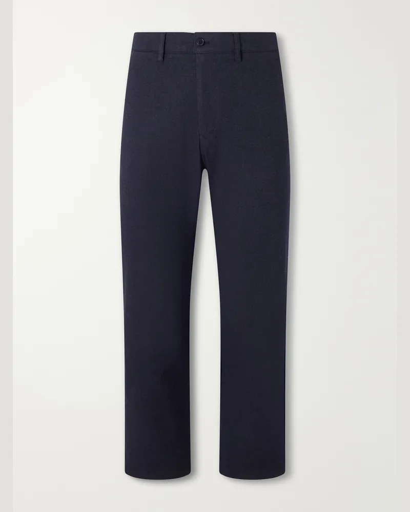 NN 07 Aden 1067 Straight-Leg Recycled Grain de Poudre Trousers Blue