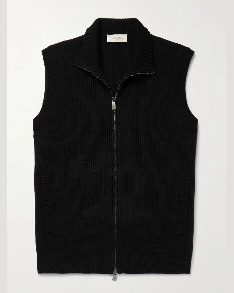 PIACENZA 1733 Ribbed Cashmere Gilet Black