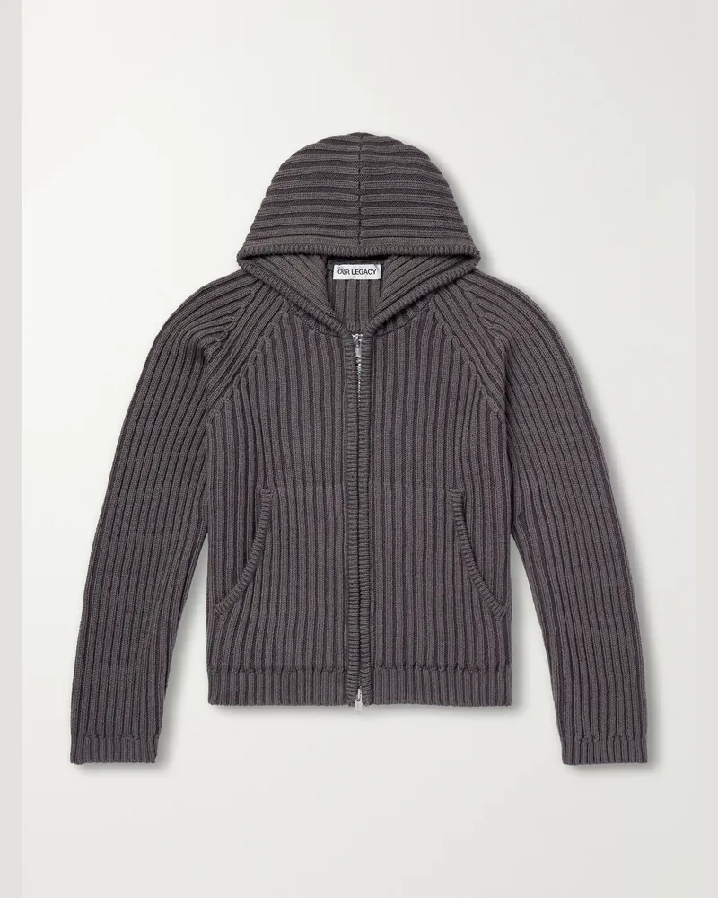 Our Legacy Level Merino Wool Zip-Up Hoodie Gray