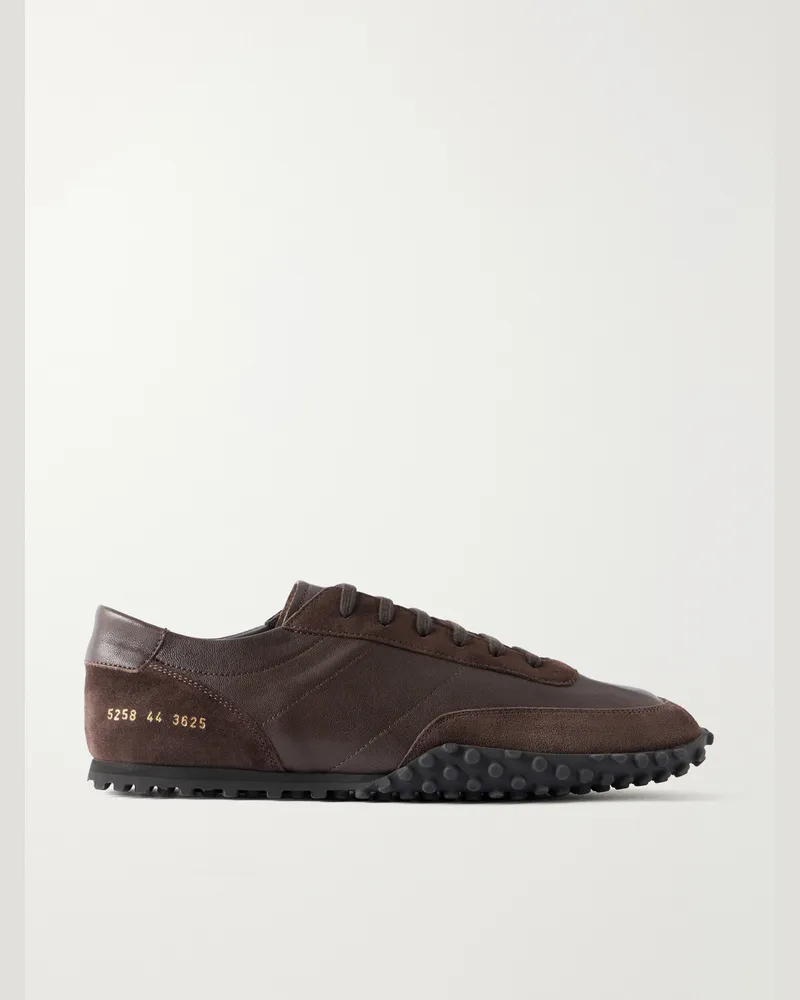 Common Projects Suede-Trimmed Leather Sneakers Brown