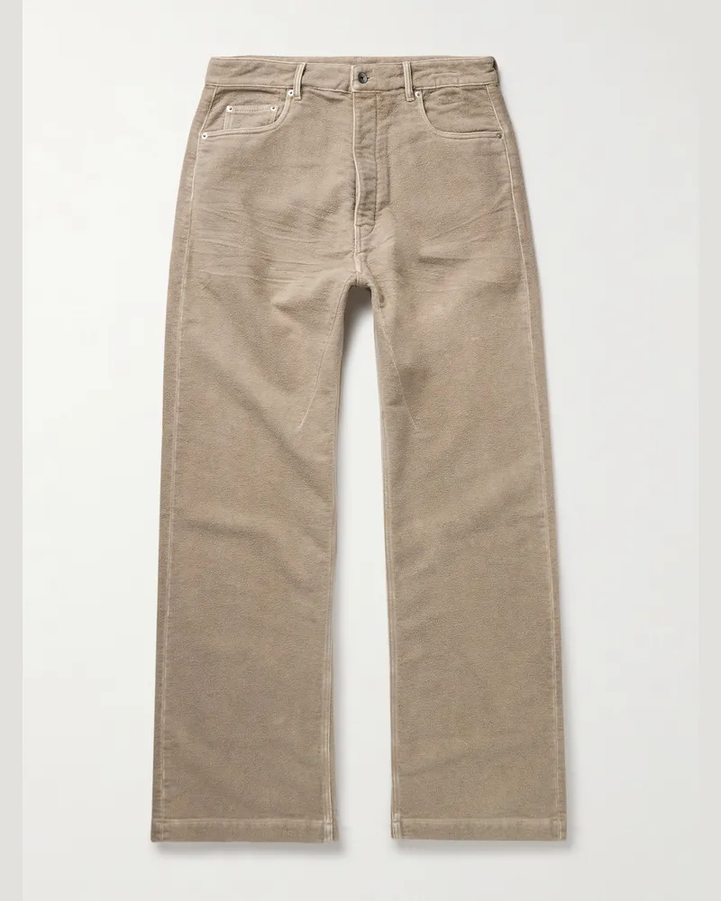 DRKSHDW by Rick Owens Geth Wide-Leg Brushed-Cotton Trousers Neutrals
