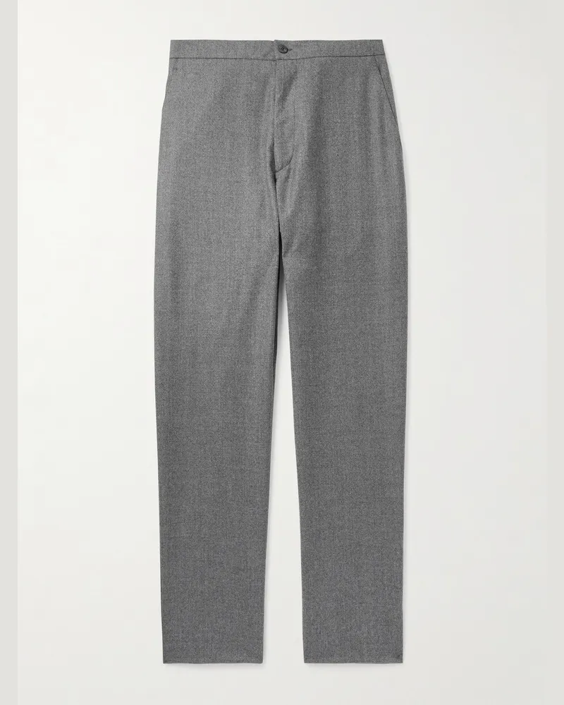 Boglioli Straight-Leg Virgin Wool-Flannel Drawstring Trousers Gray