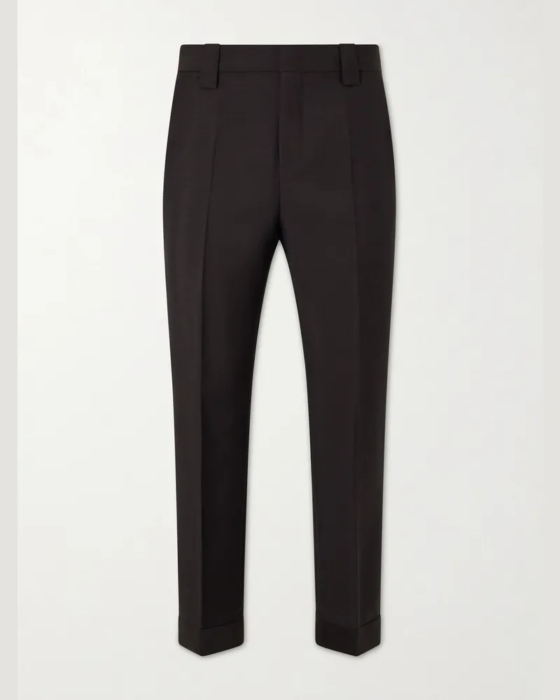 Versace Straight-Leg Wool and Mohair-Blend Trousers Brown