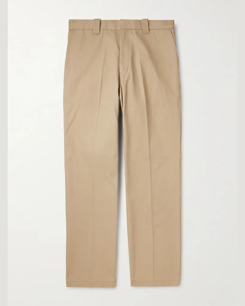 SAINT MXXXXXX Straight-Leg Pleated Cotton-Canvas Trousers Neutrals
