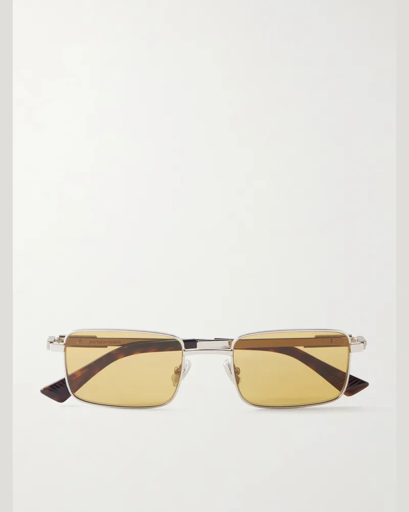 Bottega Veneta Squared-Frame Metal Sunglasses Silver