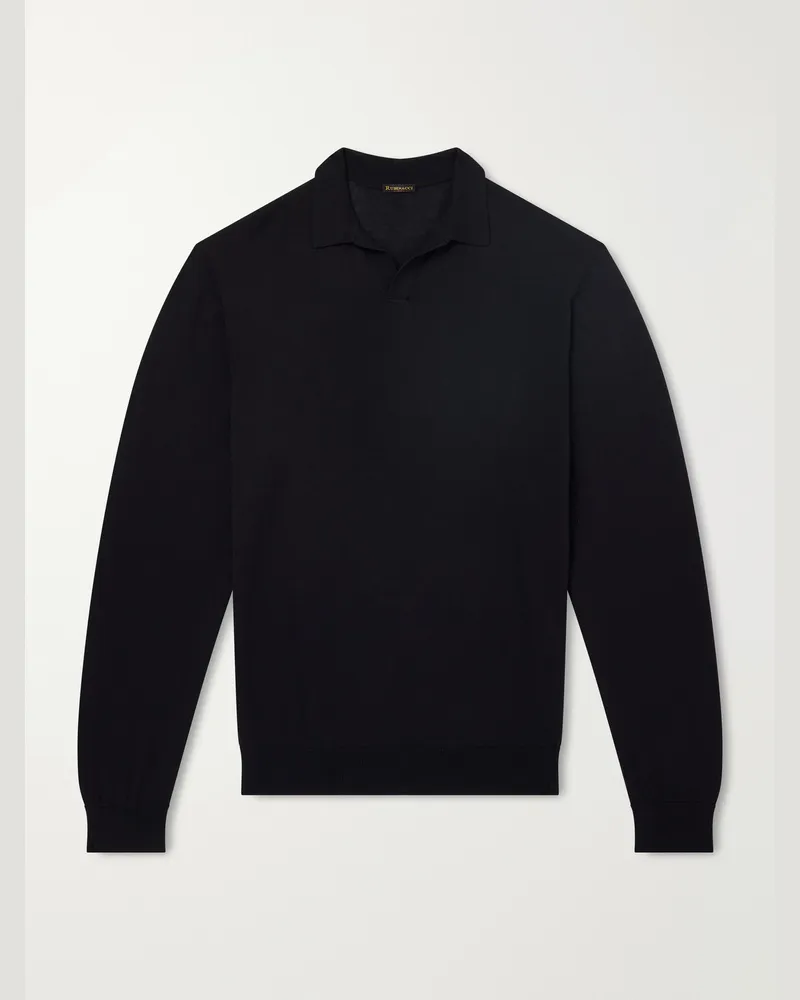 Rubinacci Sea Island Cotton Polo Shirt Black