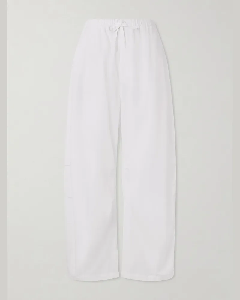 AMOMENTO Cotton Wide-Leg Trousers White