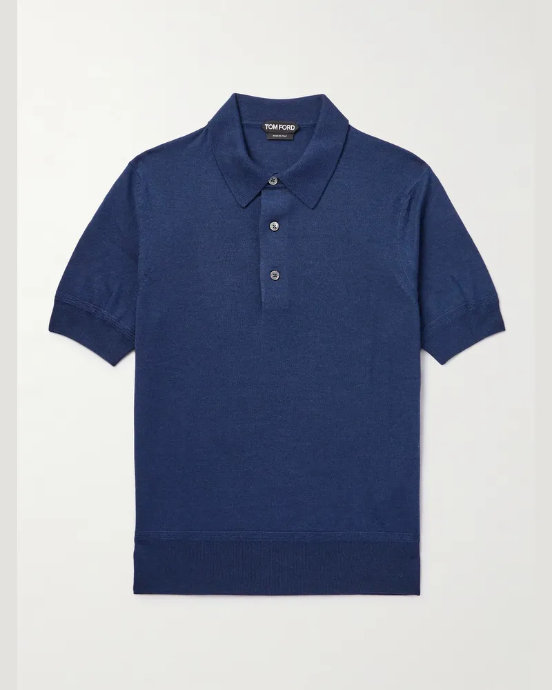 Tom Ford Slim-Fit Cashmere and Silk-Blend Sweater Blue