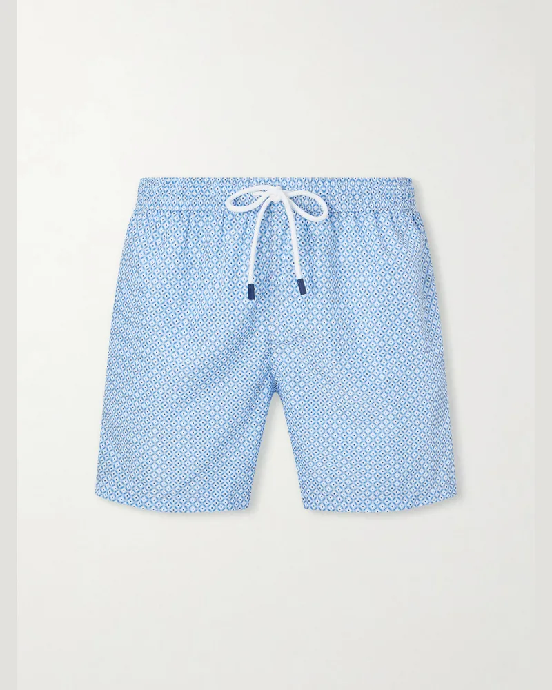 Fedeli Madeira Printed Straight-Leg Swim Shorts Blue