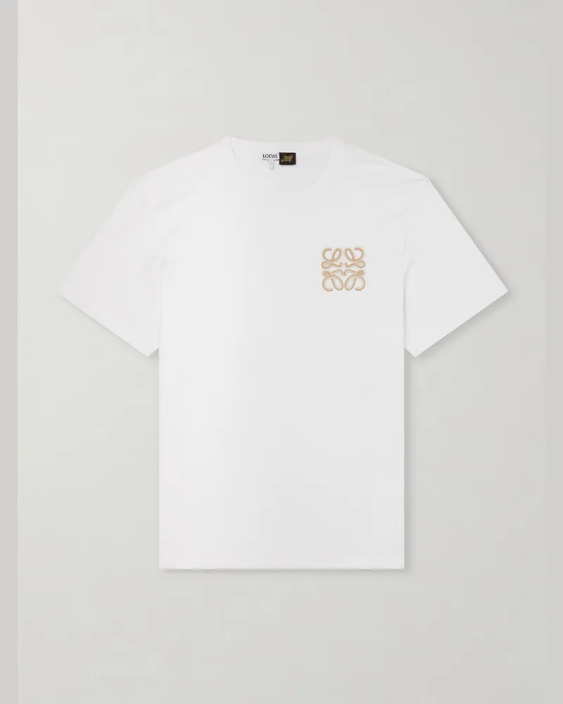 Loewe Paula Ibiza Logo-Embroidered Cotton T-Shirt White