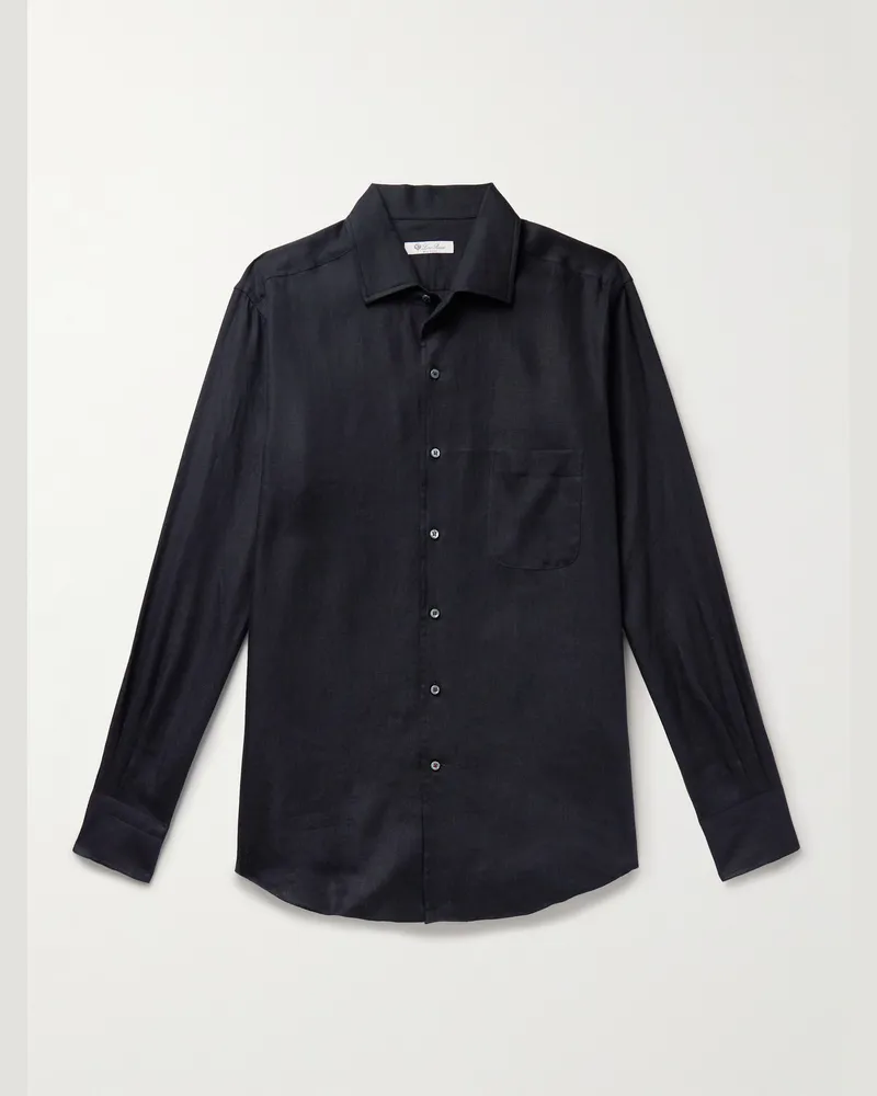 Loro Piana André Arizona Hemd aus Leinen Blau