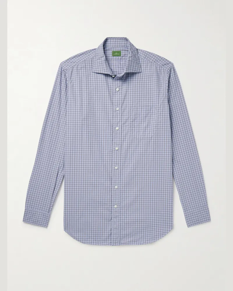 Sid Mashburn Hemd aus Baumwollpopeline mit Gingham-Karo Blau