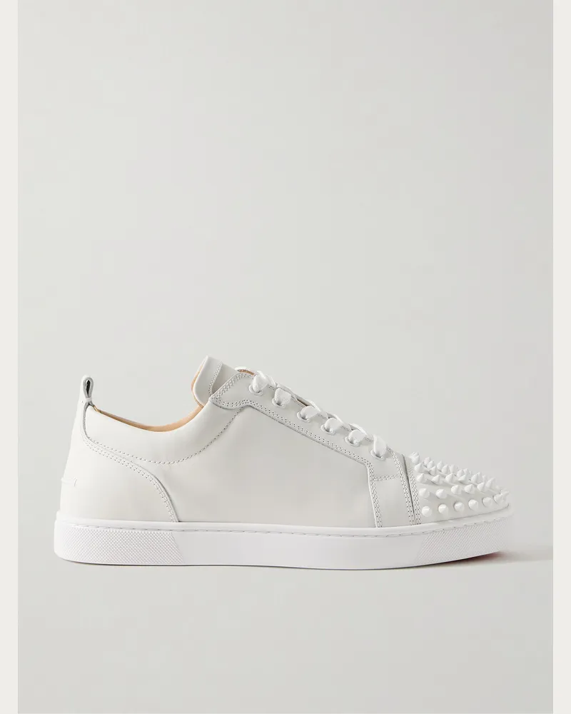 Christian Louboutin Louis Junior Sneakers aus Leder mit Querkappe und Stachelnieten Weiß