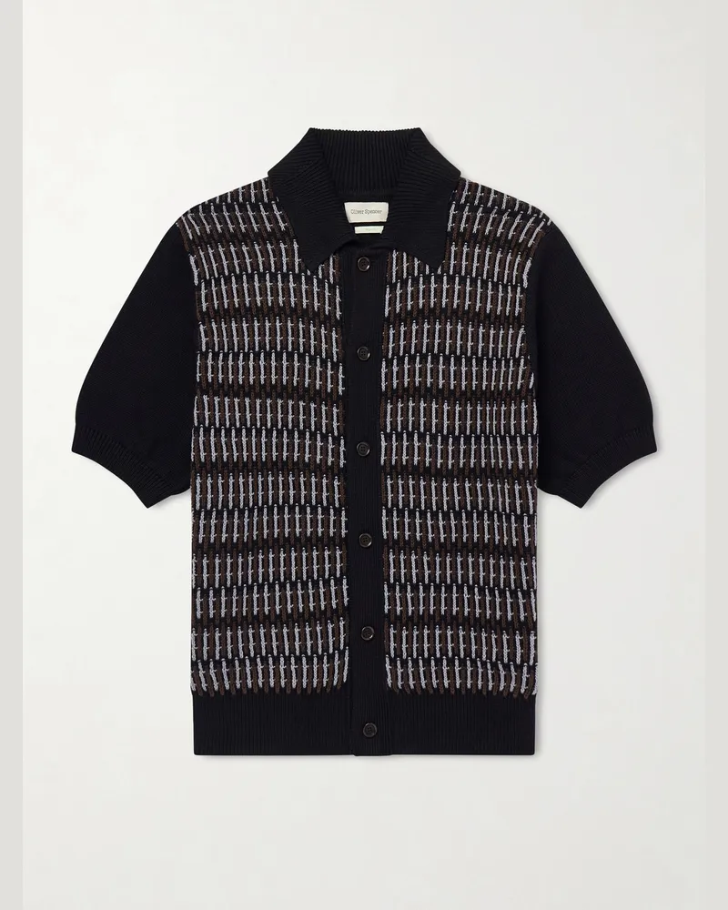 Oliver Spencer Rossell Knitted Organic Cotton Shirt Blue