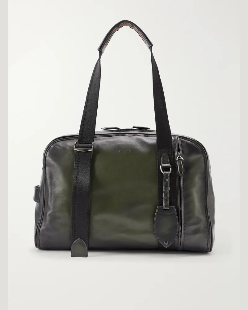 Berluti Fly 24H Leather Weekend Bag Green