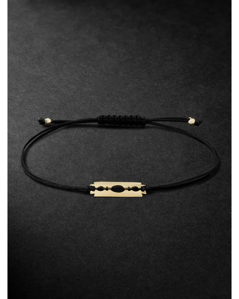 MATEO Razor Blade Armband aus Kordel mit Details aus Gold Schwarz