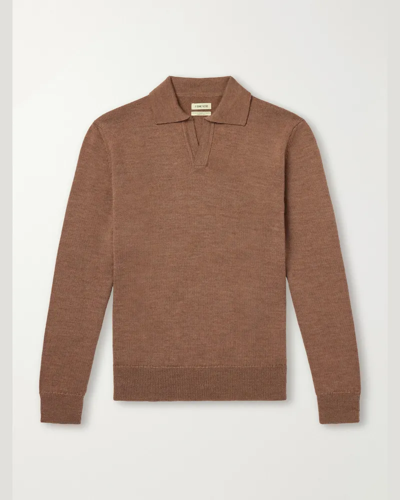 De Bonne Facture Merino Wool Polo Sweater Brown