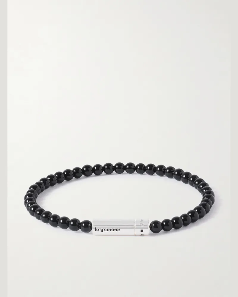 Le Gramme 11g Sterling Silver and Onyx Beaded Bracelet Black