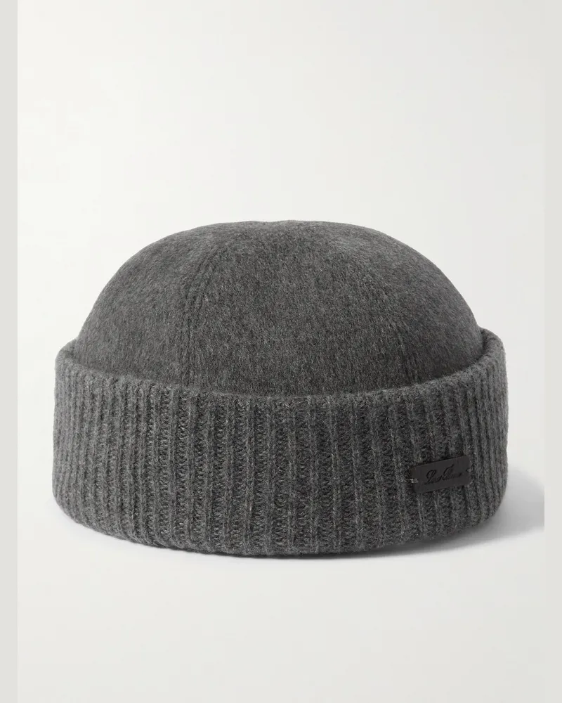 Loro Piana Beanie aus Storm-System®-Kaschmir mit Logoapplikation Grau