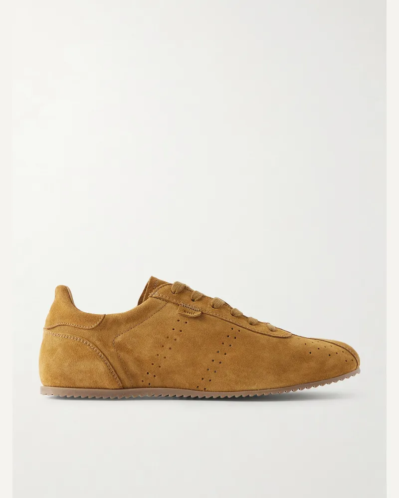 AMI Paris Perforated Suede Sneakers Brown