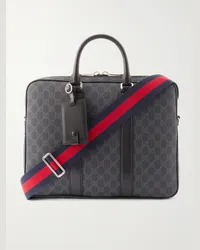 Gucci Aktentasche aus beschichtetem Supreme-Canvas mit Logomuster und Lederbesatz Schwarz