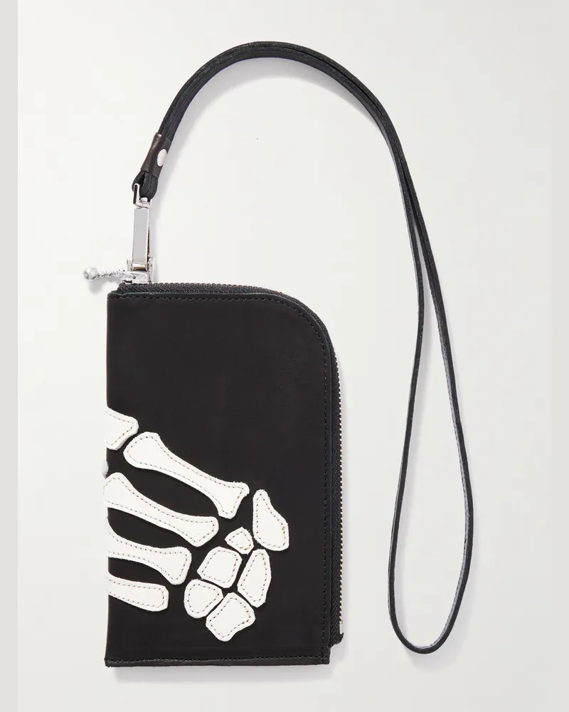 KAPITAL Thumbs-up Etui aus Leder mit Applikation Schwarz
