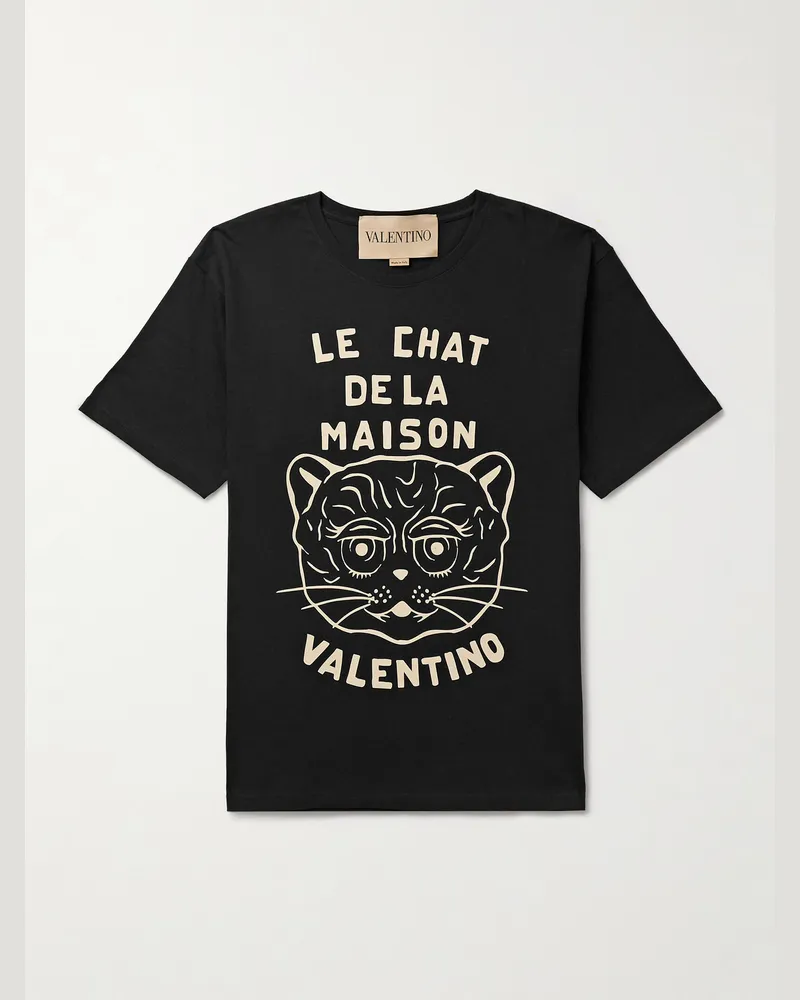 Valentino Garavani T-Shirt aus Baumwoll-Jersey mit Print Schwarz