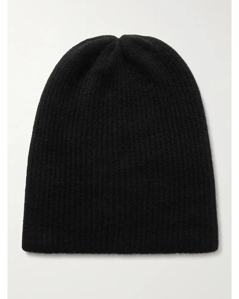 The Elder Statesman Watchman Beanie aus Kaschmir in Rippstrick Schwarz