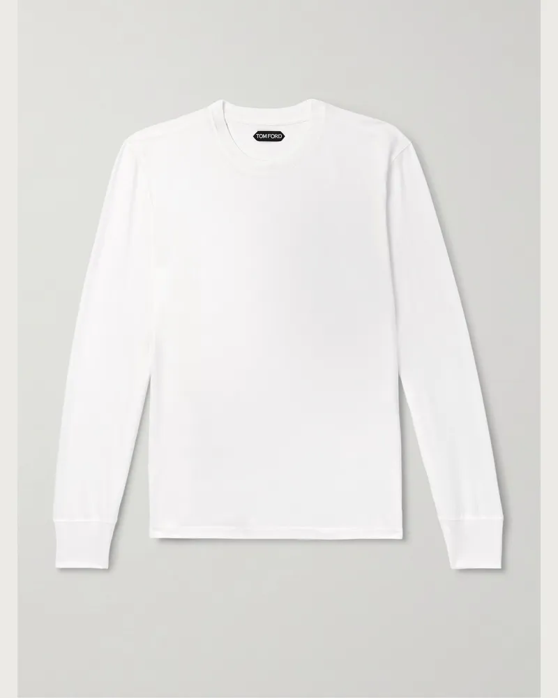 Tom Ford Slim-Fit Lyocell and Cotton-Blend Jersey T-Shirt White