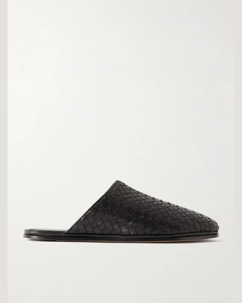Bottega Veneta Slippers aus Intrecciato-Leder Schwarz