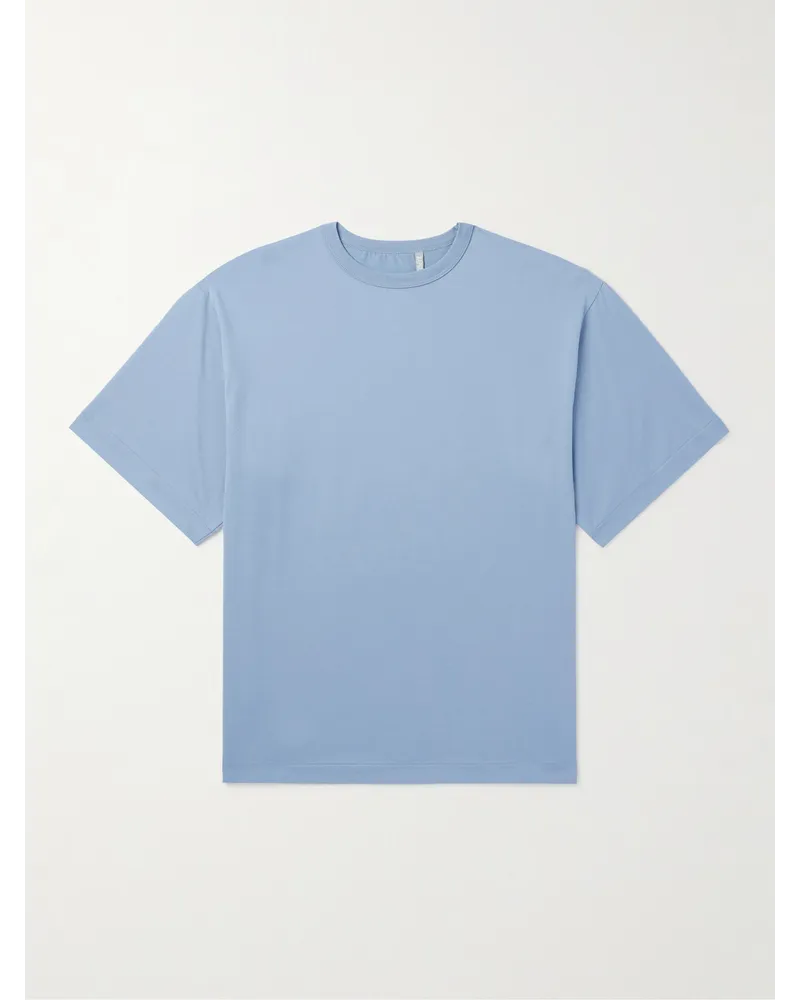 Kaptain Sunshine T-Shirt aus Jersey aus einer Mischung aus Suvin- und Tenjiku-Baumwolle Blau